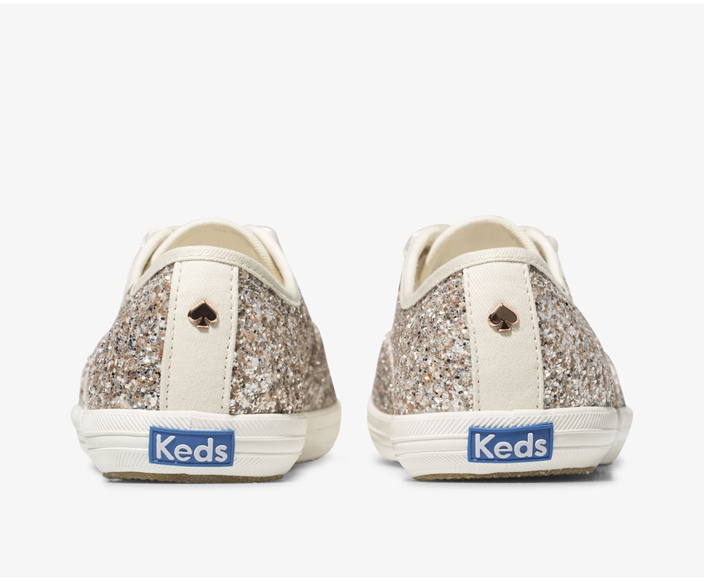 Womens Keds Sneakers - Kate Spade new york Champion Glitter - Rose Gold - 9763-YSWVP